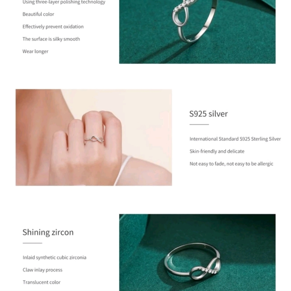 Sterling Silver Infinity Ring With Simulated Diam… - image 3